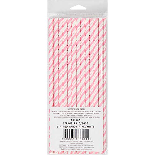 Pitillos de Papel Flexibles Rayas Rosa Caramelo 24 un miniatura 4