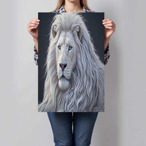 Impression sur toile animaux portrait de lion blanc moderne décoration maison