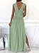 Dokotoo Womens Ladies Elegant Floor Length A Line Wrap Deep V Neck Backless Ruched Pleated Ruffled Split Long Maxi Formal Evening Party Prom Dress Bridesmaid Wedding Guest Dresses for Women Mint S