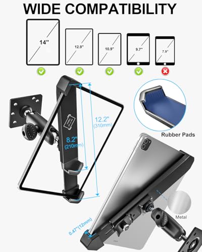 Soporte de pared antirrobo para tableta compatible con Surface Pro y Fire HD con giro 5