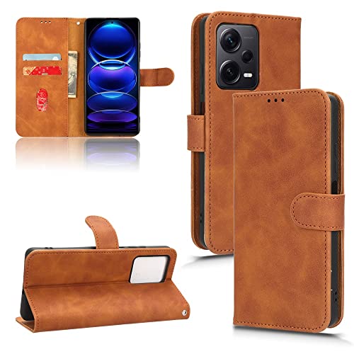 Coque Xiaomi Redmi Note 12 Pro Plus 5G en cuir PU marron avec porte-carte