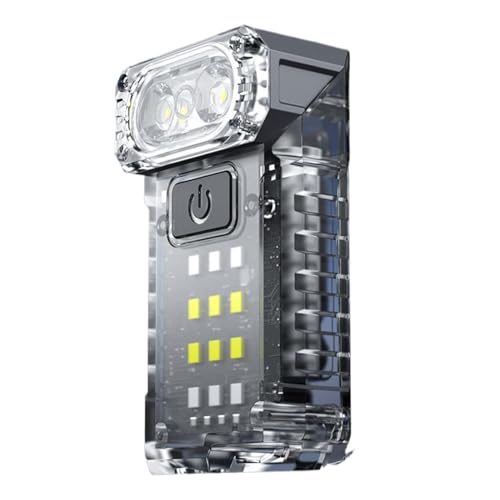 dzqad Luz Para Llavero, Linterna Ultraligera Recargable, Accesorio de Iluminación Portátil Multifunción con Clip Giratorio Magnético para Acampadas Ciclismo Senderismo y Uso Diario