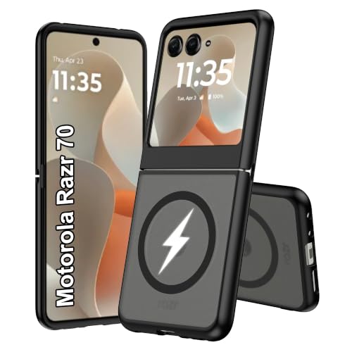 Effcotuo Magnétique Coque pour Motorola Moto Razr 70/60 / 50 Case avec MagSafe, Anti-Chute Silicone Souple + Acrylique Givré Coque, Etui Translucide Mat...