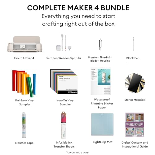 Image of Cricut Maker 4 Cutting Machine Ultimate Beginner Sticker Making Bundle - Print Then Cut Machine with Waterproof Sticker Paper & Vinyl for Custom Stickers & Small Business, Seashell Die-Cutting Machine
