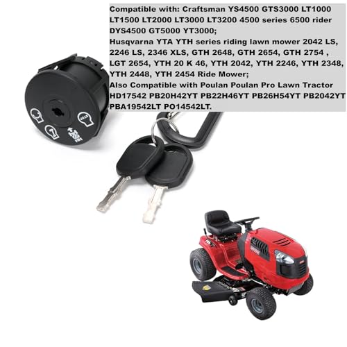 Ruimou Lawn Mower Lgnition Switch 532193350/193350 (4-Position,7Pin) with 2 Keys Compatible with Husqvarna,Craftsman,AYP,Ariens,Poulan - Image 2