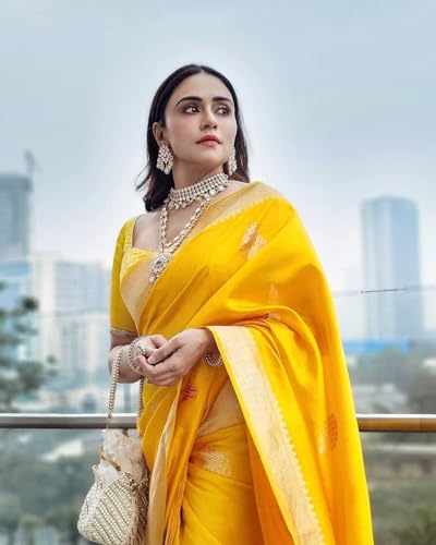 Image of C J Enterprise Women's Banarasi Saree Pure Kanjivaram Style Silk Saree With Blouse Piece for Wedding (Shiv-1)