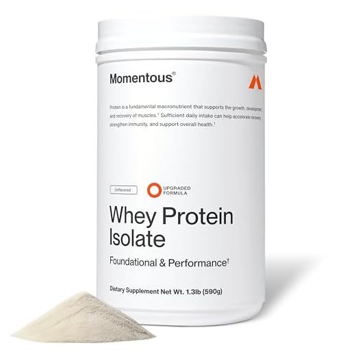 Momentous Essential Grass-Fed Whey Protein Powder - 20 g Whey Isolate Protein - NSF Certified for Sport - Gluten-Free - 25 Servings for Essential Everyday Use - Unflavored - Package May Vary