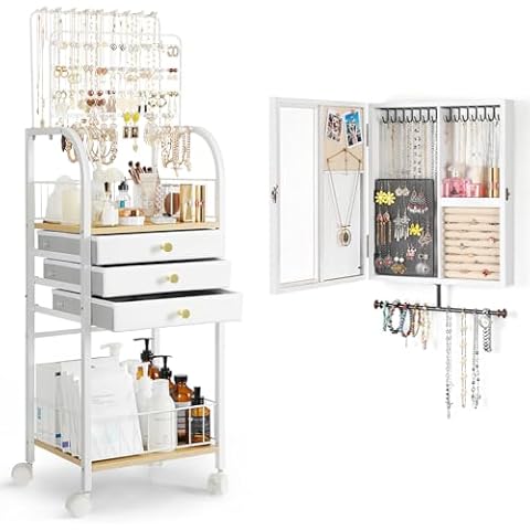 Keebofly Large Jewelry Organizer and Large Space Jewelry Cabinet Cover