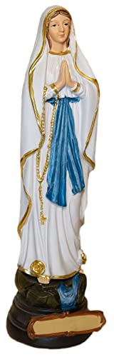 Kaltner Präsente Idée cadeau : Sculpture Mère de Dieu 20 cm Madonna Maria Notre-Dame de Lourdes - Figurine Marie peinte à la main sur socle - Fonte synthétique de qualité supérieure en résine -