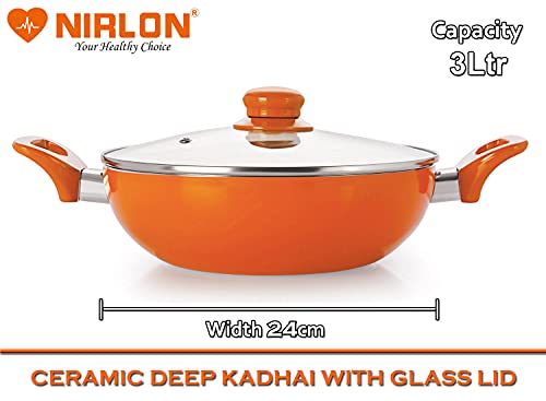Image of Nirlon Ceramic Cookware Set, 2-Pieces, Orange (BT-CC-FT28-DKD24)