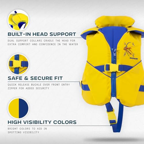 Image of Stohlquist Infant Life Jacket, US Coast Guard Approved, Type II Life Vest (20-30 lbs) for Babies and Toddlers, Support Collar with Grab Handle, PFD for Pools, Lakes and Boating