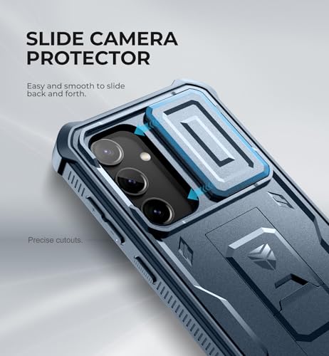 Image of Dexnor for Samsung Galaxy S24 Case with Built-in Slide Camera Cover & Screen Protector & Kickstand, Heavy-Duty Shockproof Rugged Case Full-Body Bumper Protective Cover for Galaxy S24 (2024),Navy Blue
