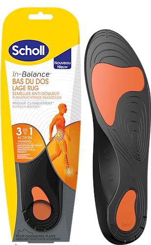 Scholl - Suela ortopédica antidolor de espalda baja - Probada clínicamente - 1 par - Talla L - 42,5-45