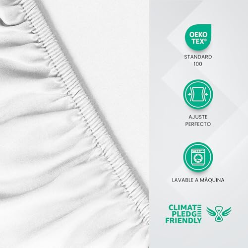 Miniatura 3 de Utopia Bedding Sabana Bajera 135x190 - Blanco - Certificado Oeko Tex - Certificado Oeko Tex - Bolsillo Profundo - Microfibra Cepillada Cama 135