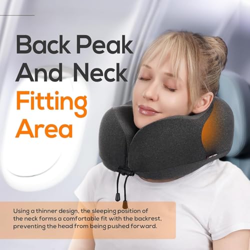 Image of Umerci Memory Foam Travel Neck Pillow for Flight Travel, 360 Degree Support Breathable Cervical Neck Rest with 3D Eye Mask, Earplugs & Bag, Portable Airplane Pillow for Neck Pain & Sleeping (BLACK)