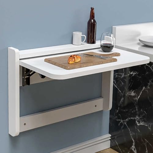 Table pliante murale 53,5x37cm avec supports d'étagère pliables robustes