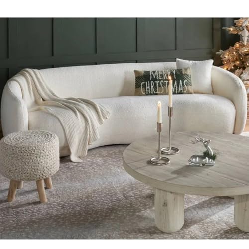 Image of LEGACY OF COMFORT Yazgur 85'' Mid-Century Modern Curved Living Room Sofa, 3-Seat Fabric Couch for Living Room, Office, Apartment (Ivory)