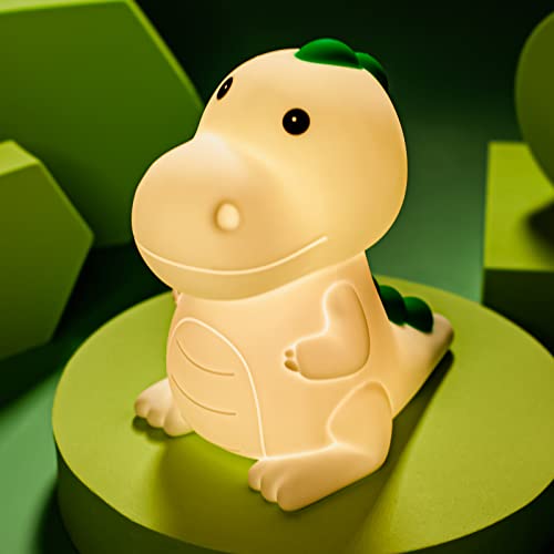 Image of LEDHOLYT LED Cute Dinosaur Night Light, Cute Silicone Dinosaur Lamp and Animal NightLight, LED Squishy Animal Light for Sleep, Kawaii Bedside Lamp Room, Rechargeable Bedside Touch Silicone Lamp