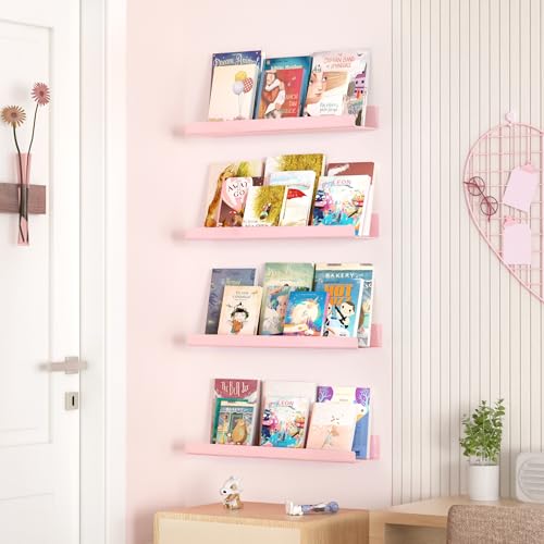 Image of upsimples 4 Pcs 15 inch Acrylic Shelves for Wall Decor and Display, Pink