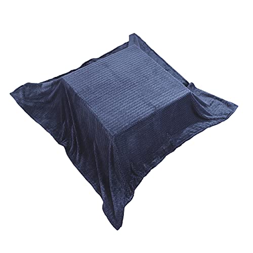 北欧風 あったかこたつ毛布 ヘリンボン こたつ中掛け毛布 暖かい なめらか やわらか 毛布 こたつ ブランケット こたつカバー マルチカバー ネイビー 185x185cm