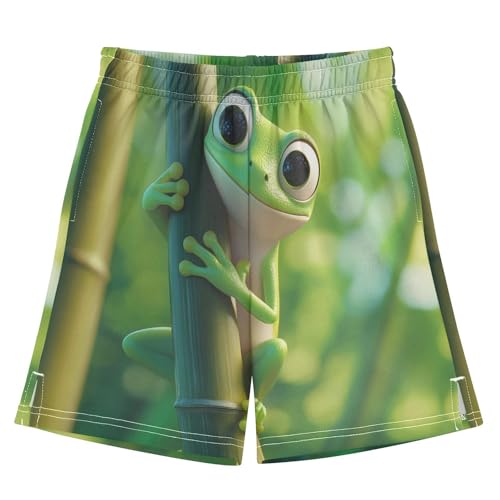 DOMIKING Green Frog Kids Shorts Pull-on Boys Shorts with Elastic Waist Casual Athletic Pants for Outdoor Playwear Summer