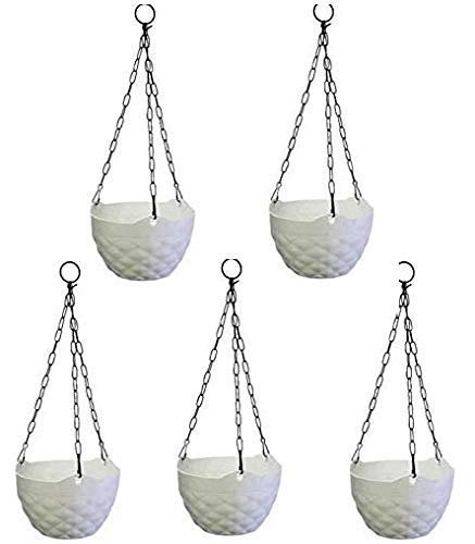 EaglesFord Plastic Diamond Hanging Pot| White| 8 in| 5 Pieces (B098DQTDVG) Amazon Price History, Amazon Price Tracker