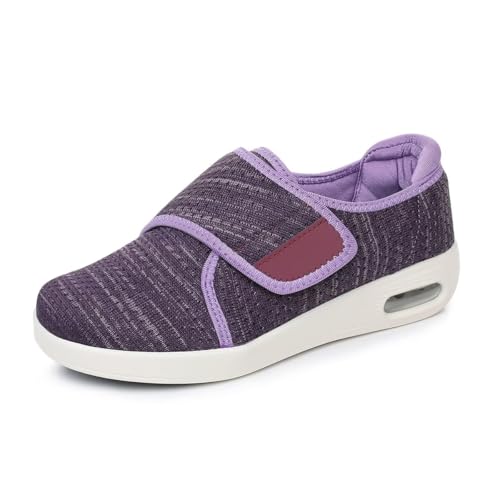 Diabetic Shoes for Men Women Extra Wide Width-Adjustable Slip-On Walking Shoes for Swollen Feet Non-Slip Easy On Off Comfort Sneakers Purple