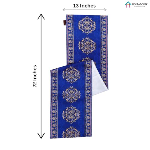 Image of HOMADORN Premium Digital Printed Table Runner - Double Layered Durable Fabric, Elegant Dining & Coffee Table Decoration, Fade-Resistant Prints, Easy Care (13x72 Inches ( 6 Seater), Royal Elegance)