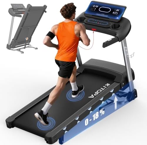 KITOPA Foldable Treadmill with Auto Incline 18%, 20 km/H Treadmil...