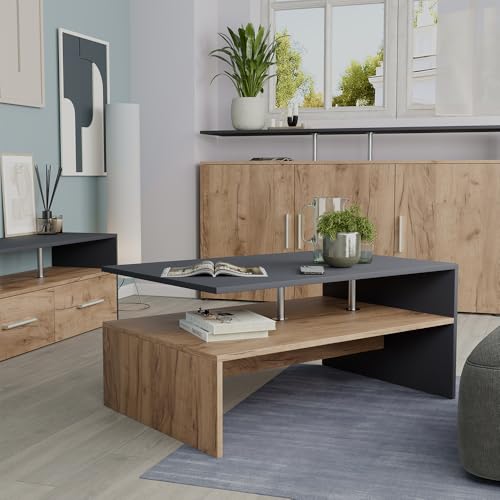 Vicco Couchtisch Amato, Anthrazit/Goldkraft Eiche, 90 x 52.6 cm – Bild 7