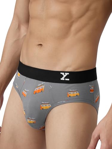Image of XYXX Men's Surf Super Combed Cotton Regular Fit Printed Antibacterial Briefs with No Marks Waistband
