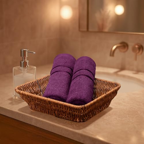 Image of MYTRIDENT Trident Hand Towels, 100% Cotton, Highly Absorbent, Super Soft, 2 Piece Hand Towel Set, 400 GSM, Hand Towel Set of 2, Gym - Spa -Towel, Comfort Living Towel-Black Currant