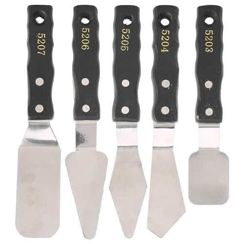 5pc Art Palette Knives Spatula, Stainless Steel Painting Knives Set, Versatile Oil Paint Knives, Assorted Metal Oil Paint Knives for Oil, Canvas, Acrylic Painting