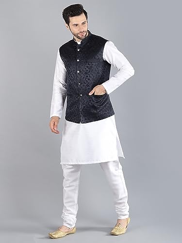 Image of Uri and MacKenzie Men's Silk Blend Kurta Pajama with Designer Ethnic Nehru Jacket /Modi Jacket