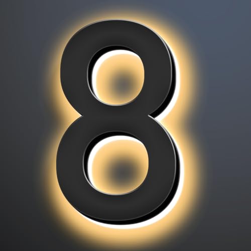 6 Inch Illuminated House Numbers For Outside, Backlit LED Home Address Signs, LED Address Lights For House, Light Up House Number Sign For Outdoor,8 -  MtalNumbeor, OES2CSIQY