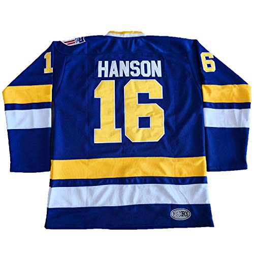 Phoneutrix Hanson Brothers Charlestown Chiefs 16 Jack 17 Steve 18 Jeff Slap Shot Movie Hockey Jersey Blue (16 Blue, Medium)