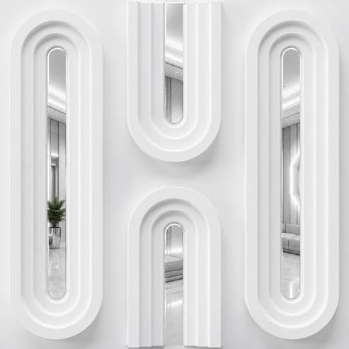 Image of Kayra Decor 3D PVC Wall Panels with Silver Acrylic | Loops Design | White | 19.7 x 19.7 Inch | Pack of 40 | Covers 107.6 Sq Ft