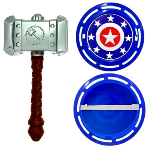 Martelo E Escudo Kit Brinquedo Capitão Para Crianças Fantasia Infantil Coleção Medieval Marreta Espa