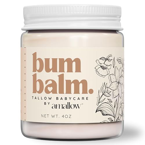 Image of Amallow Baby Bum Balm - Diaper Area Cream for Sensitive, Rash-Prone Skin - Petroleum & Fragrance-Free - Gentle Moisturizing Balm - 4 oz
