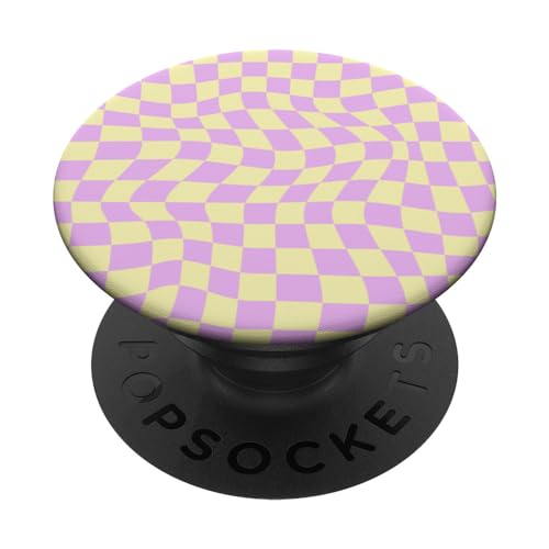 Checkered Swirl Checkerboard Indie Aesthetic Pink Yellow PopSockets Standard PopGrip