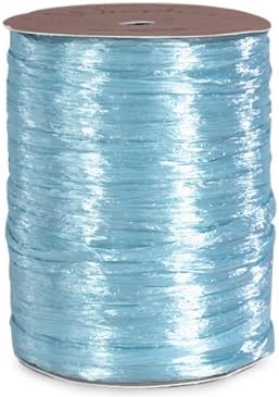 Pearlized Light Blue Gift Wrap Packaging Raffia Ribbon with Contoured Novelty Gift Tags