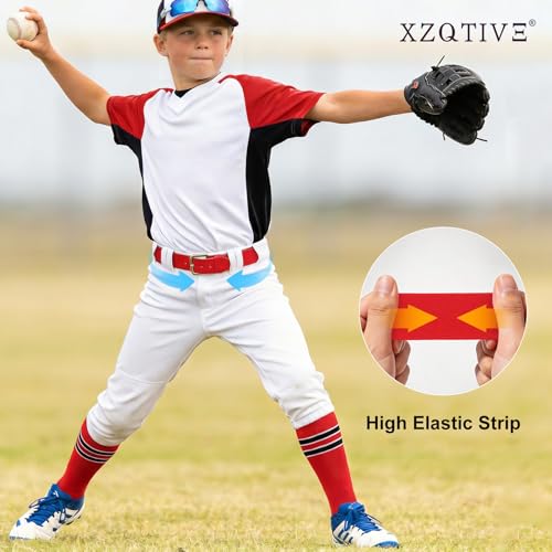 Image of XZQTIVE Baseball Softball Socks and Belt Combo Set Adjustable Softball Socks and Elastic Belt for Kids Youth Adult