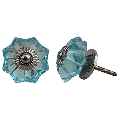 YourKart Interior Door Knobs Glass and Metal, Set of 2 (Turquise) Cover