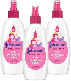 JOHNSON'S Shiny Drops Kids Conditioner Spray Multipack  Designed to Boost Hairs Natural Shine  pH Balanced for Delicate Skin  3 x 200 ml