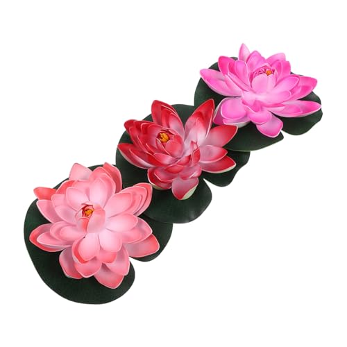 BESTonZON 3piezas Decoración De Loto Simulada Flores Artificiales De Nenúfar Decoración De Nenúfar para Estanques De Flores Artificiales para Decorar Fiestas Plantas De Estanque Falsas