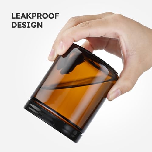 8oz Amber Glass Jars with Lids, 3 Pack Candle Jars with Blank Labels, 250g Wide Mouth | Lotion Container for Sample, Cream, Lotion, Honey, Powder, Jelly | Home & Beauty4