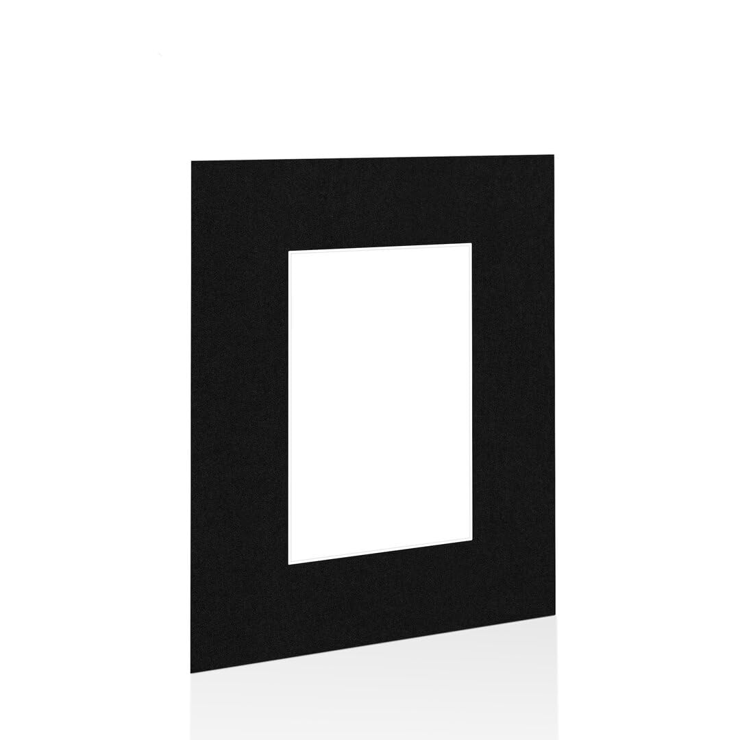 Procut Global 8x6" Black Picture Mounts Board to Fit 5x3" Aperture Size - Photo Mount Card Ideal for Prints, Artwork, Crafts & Certificates - Sizes & Colors Available โ image 1