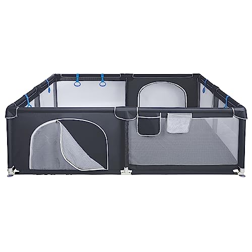 ONVAYA® Laufgitter | Laufstall für Babys | 160 x 200 cm | Schutzgitter für Kinder | Rechteckiges Krabbelgitter | Absperrgitter | Babyzaun in Grau | sicher & schadstofffrei
