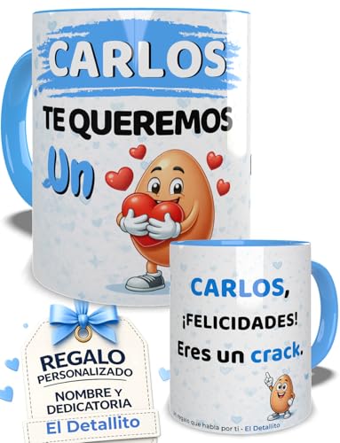El Detallito & Tú Taza Personalizada con Nombre Y Dedicatoria Regalo Gracioso para Padre, Amigo o Profesor Cerámica 350 ml Diseño Divertido y Original (Huevo)