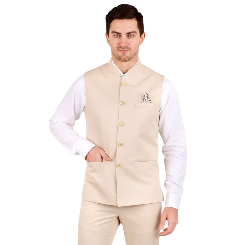 gracyshade Men’s Nehru/Modi Jacket (Waistcoat) along-with Inner pocket - Premium Cotton Fabric with Polyester lining, Stylish Sleeveless Bandhgala Regular Fit for Festive, Casual, or Occasional-picture-35